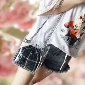 Transparent Crossbody Bucket Bag with Chain Strap